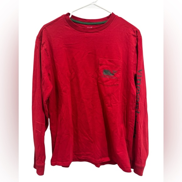 Vineyard Vines Long Sleeve Vintage Whale Fill Pocket T-Shirt Red Men’s Small - Picture 1 of 8
